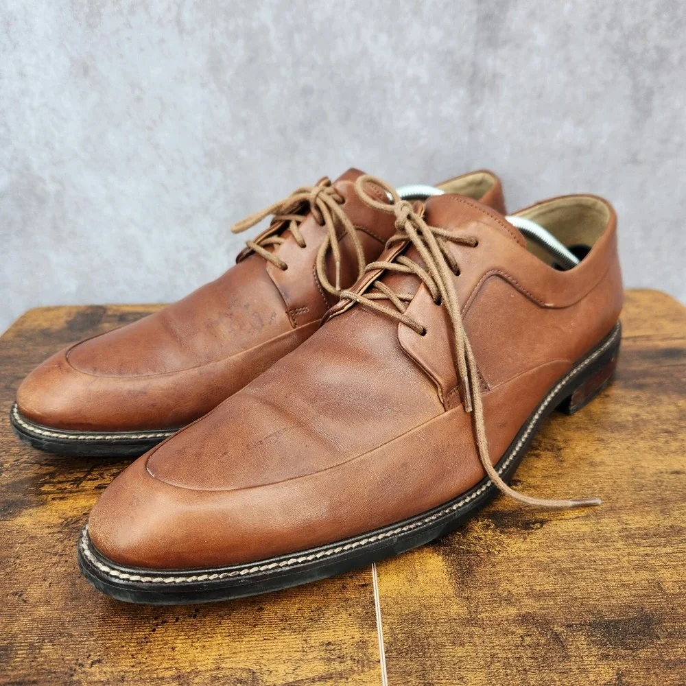 Cole Haan Warren Oxford Shoes Mens 11.5 M‎  Brown Leather Apron Toe Derby Shoes